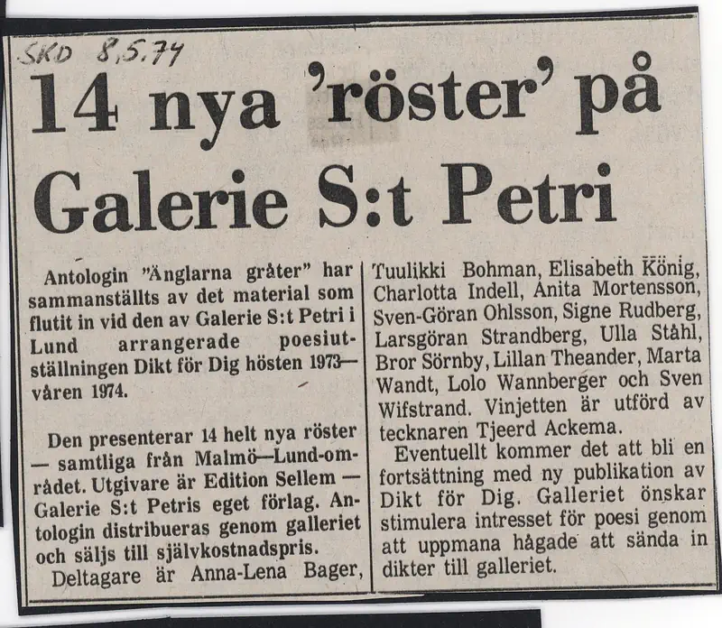 FALL 73 TO SPRING 74 DIKT FÖR DIG — Sheet 1